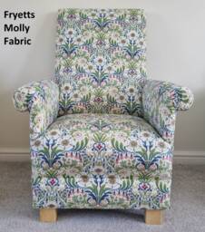 Handcrafted Floral Adult Armchair Fryetts Molly Fabric, Botanical Accent Chair Pink William Morris Strawberry Thief Ochre Small Statement