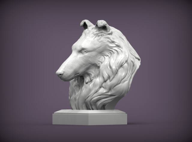 3D Printed Collie Bust Pet Memorial Dog Figurine - image 1