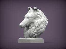 3D Printed Collie Bust Pet Memorial Dog Figurine