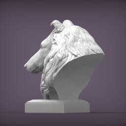 3D Printed Collie Bust Pet Memorial Dog Figurine - thumbnail 2
