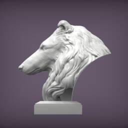3D Printed Collie Bust Pet Memorial Dog Figurine - thumbnail 3