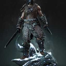 Bearer Of Ancient Tongues - Dragonborn Nord Warrior Explorer Medieavl Fantasy Dovahkiin Resin Figure 16K - thumbnail 3