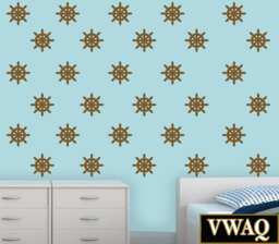 Nautical Wall Decals Ship Wheel For Nursery Boys Sailor Ocean Stickers - Vwaq - Choice Of Color & Qty - thumbnail 1