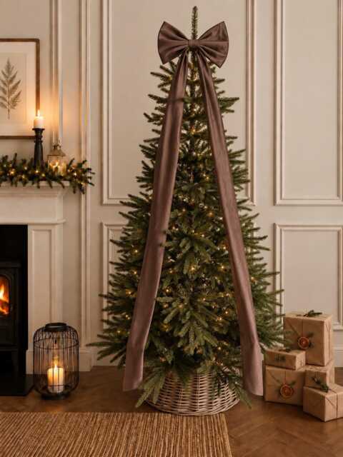Luxury Handmade Brown Velvet Christmas Tree Topper With Long Tails - image 1