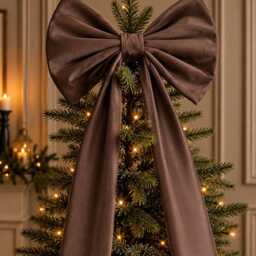 Luxury Handmade Brown Velvet Christmas Tree Topper With Long Tails - thumbnail 2