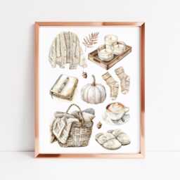 Autumn Mood Board Art Print Cosy Beige Fall Decor Unframed Wall Art Poster - thumbnail 3