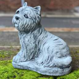 Stone Westie Dog Sculpture Concrete Statue Cement Yorkie Figurine Outdoor Pet Ornament Dog Lover Gift Memorial Decoration - thumbnail 3