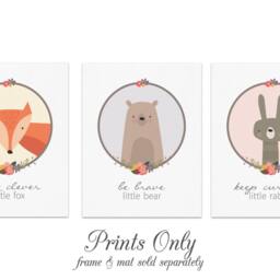 Woodland Nursery Animals, Baby Room Decor, Forest Animal Prints, Wall Art, Set Of 3 - Fox, Bear, Rabbit - thumbnail 2