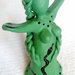 Green Snake Priestess, Earth Goddess Sculpture - thumbnail 4