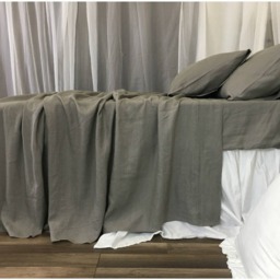 Medium Grey Bed Sheets Set Handmade in Natural Linen. Fitted Sheet, Top Sheet, 2 Pillow Cases, Queen Sheets, King Sheets - thumbnail 3