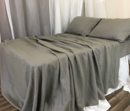 Medium Grey Bed Sheets Set Handmade in Natural Linen. Fitted Sheet, Top Sheet, 2 Pillow Cases, Queen Sheets, King Sheets