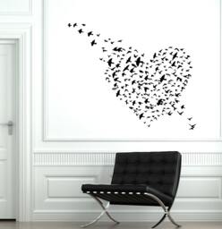 Wall Vinyl Heart Bird Love Romantic Ornament Mural Decal Sticker 1753Dz - thumbnail 1
