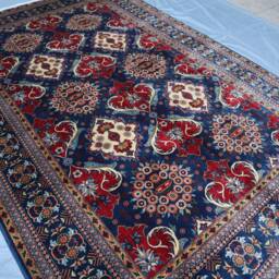 7x10 Navy Blue Floral Rug, Afghan Hand Knotted Organic Dyes Wool Area Geometric Kazak Design Turkmen Living Room Bedroom Rug - thumbnail 2