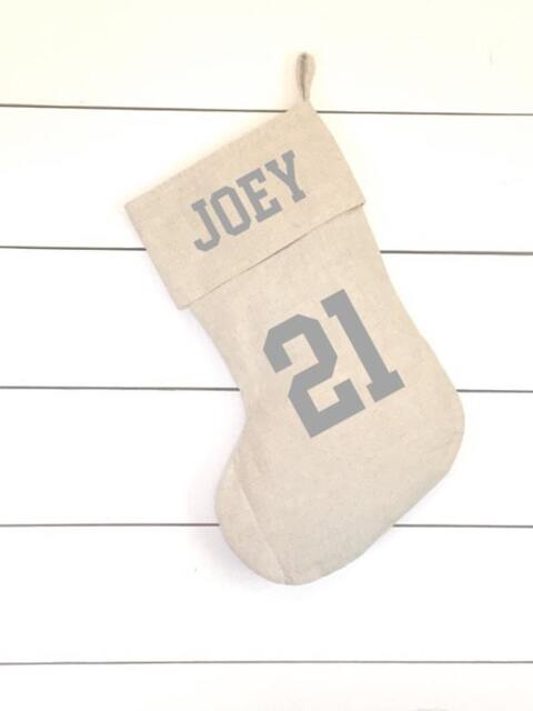 Personalized Christmas Stocking, Jersey Sports Decor