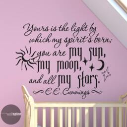 Yours Is The Light By Which My Spirit's Born Ee Cummings Quote Vinyl Wall Decal Sticker - thumbnail 1