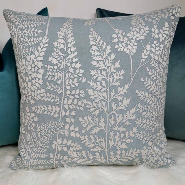 Luxury Designer Ferns On Duck Egg Background Cushion Cover John Lewis & Partners Fabric - Only Cover - image 1