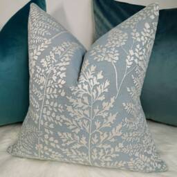 Luxury Designer Ferns On Duck Egg Background Cushion Cover John Lewis & Partners Fabric - Only Cover - thumbnail 2
