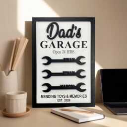 Dad's Garage Wooden Sign, Personalized Dad Gift, Custom Name Wall Decor, Father Workshop Mechanic Father's Day Gift - thumbnail 4