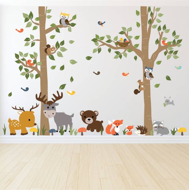 Wall Decals, A Walk in The Forest Wildlife Animal Stickers Decals Children Bedroom Decor - image 1