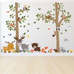 Wall Decals, A Walk in The Forest Wildlife Animal Stickers Decals Children Bedroom Decor - thumbnail 1