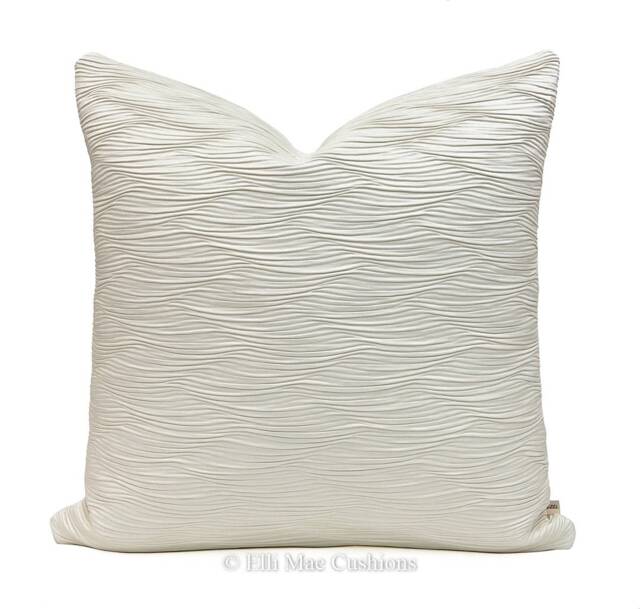 Luxury Designer Textured Contemporary Cream Satin Cushion Sofa Pillow Cover - image 1