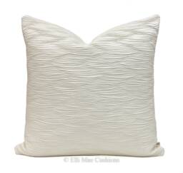 Luxury Designer Textured Contemporary Cream Satin Cushion Sofa Pillow Cover - thumbnail 1