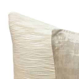 Luxury Designer Textured Contemporary Cream Satin Cushion Sofa Pillow Cover - thumbnail 3