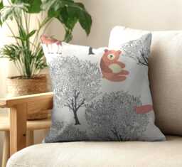 Scandi Animal Cover Throw Pillow With Fox, Moose & Bear . 16 - thumbnail 1