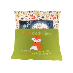 Embroidered Fox Reading Pillow Children's Story Book Pocket Cushion - thumbnail 2
