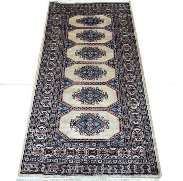3x6 Beige Color Bokhara Rug - 0.90x1.85 Bedroom Luxury Area Turkish Fine Quality Afghan - image 1