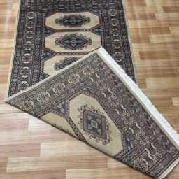 3x6 Beige Color Bokhara Rug - 0.90x1.85 Bedroom Luxury Area Turkish Fine Quality Afghan - thumbnail 4