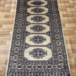 3x6 Beige Color Bokhara Rug - 0.90x1.85 Bedroom Luxury Area Turkish Fine Quality Afghan - thumbnail 2
