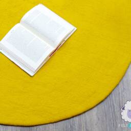 Handmade Yellow Felt Sheet Rug - Round Wool Rugs For Living Room, Bedroom & Bathroom Felted Carpet - thumbnail 2