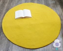 Handmade Yellow Felt Sheet Rug - Round Wool Rugs For Living Room, Bedroom & Bathroom Felted Carpet - thumbnail 1