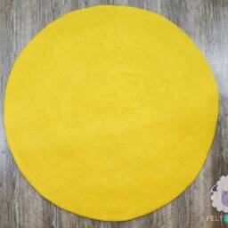 Handmade Yellow Felt Sheet Rug - Round Wool Rugs For Living Room, Bedroom & Bathroom Felted Carpet - thumbnail 3
