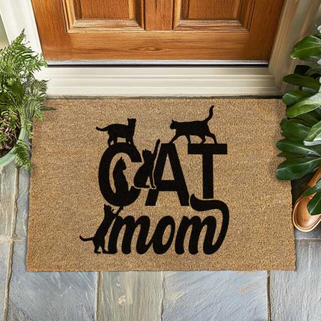 Cat Mom Doormat - Personal Welcome Mat For Feline Lovers, Cute Entry Rug Owners, Home Decor, Pet Lover Gift Housewarming - image 1