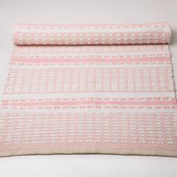 Pink & White Scandinavian Rug Handwoven Cotton Nursery Rug - 3x6 Ft - thumbnail 2