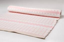 Pink & White Scandinavian Rug Handwoven Cotton Nursery Rug - 3x6 Ft - thumbnail 1