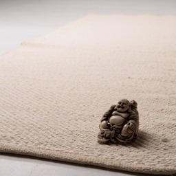 Handwoven Cotton Yoga Mat Natural White Washable Fitness Rug - thumbnail 2