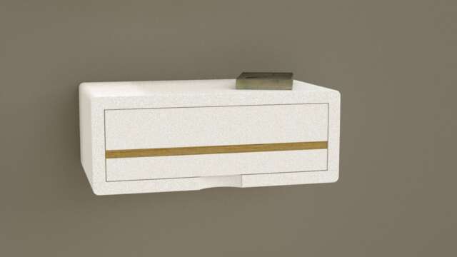 "Bedside Table White ""stripes"