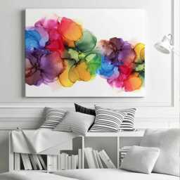 Watercolor Rainbow Canvas Print, Colorful Abstract Wall Decor - thumbnail 2