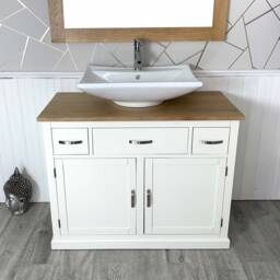 Bathroom Furniture - White -1000mm Vanity Cabinet Storage Sideboard & Ceramic Basin 1161Pcb016 - thumbnail 1