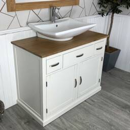 Bathroom Furniture - White -1000mm Vanity Cabinet Storage Sideboard & Ceramic Basin 1161Pcb016 - thumbnail 2