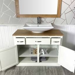 Bathroom Furniture - White -1000mm Vanity Cabinet Storage Sideboard & Ceramic Basin 1161Pcb016 - thumbnail 3