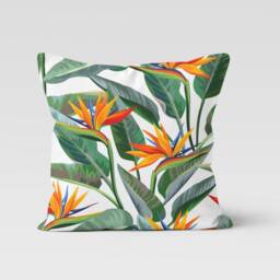 Green Flower Cushion Cover-Exotic Throw Pillow Case-Modern Leaves Case-Garden Cover-Gift For Her Cushion-Handmade Material - thumbnail 3