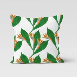 Green Flower Cushion Cover-Exotic Throw Pillow Case-Modern Leaves Case-Garden Cover-Gift For Her Cushion-Handmade Material - thumbnail 2