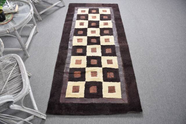 Turkish Rug, 2.9x6.5 Ft Accent Rugs, Brown Kitchen Anatolian Vintage Rugs For Entry, Handmade Nursery - image 1