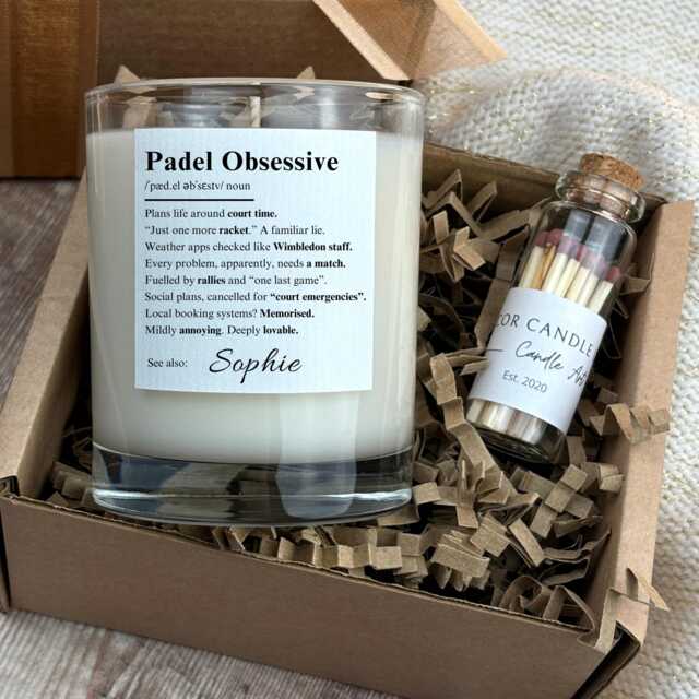 Personalised Padel Obsession Candle - Funny Sports Lover Gift For Player, Coach Or Friend - image 1