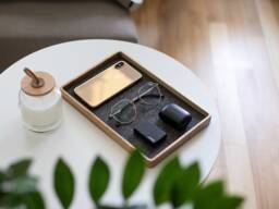 Wooden Catch All Tray Felt-Lined Walnut Or Oak Organizer