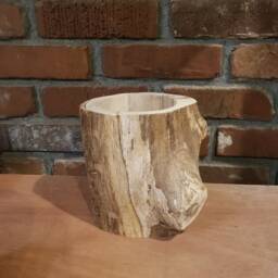 Log Vase Plant Holder - Water Resistant Or Natural Hollowed Tree Indoor Wood Pot Rustic Unique Gift For Him Her Utensil Storage - thumbnail 3